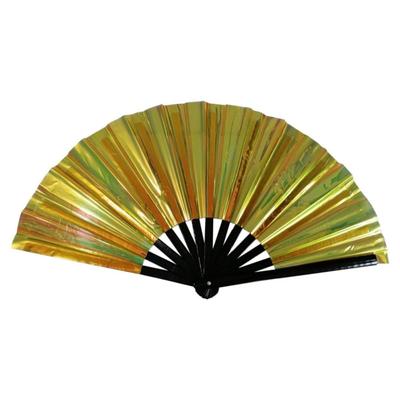 Glitter Big Hold a Fan with Holographic Metal for Chinese Kung Fu Tai Chi Hand Fan for Party Plastic Flash Hand Fan for Weddings and Birthdays