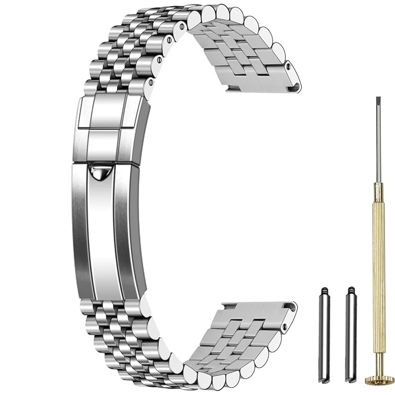 

[Juntan] 20 mm 22 stainless steel watch band quick release metal watch band strap male female, screw Taperd replacement bracelet solid buckle in