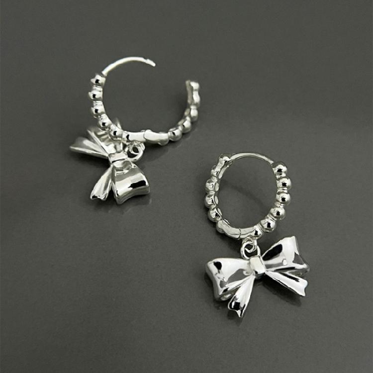 Unique Heart Bowknot Hoop Earrings Fashion Bows Earrings for Women Cute Gift