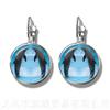 Mermaid Pattern Earrings New Fashion Round Glass Mermaid Murano 16mm Glass Dome Silver Plated Stud Earrings For Women