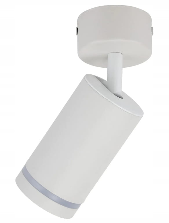 White GU10 ceiling lamp. Single surface-mounted spotlight with movable spotlight.
