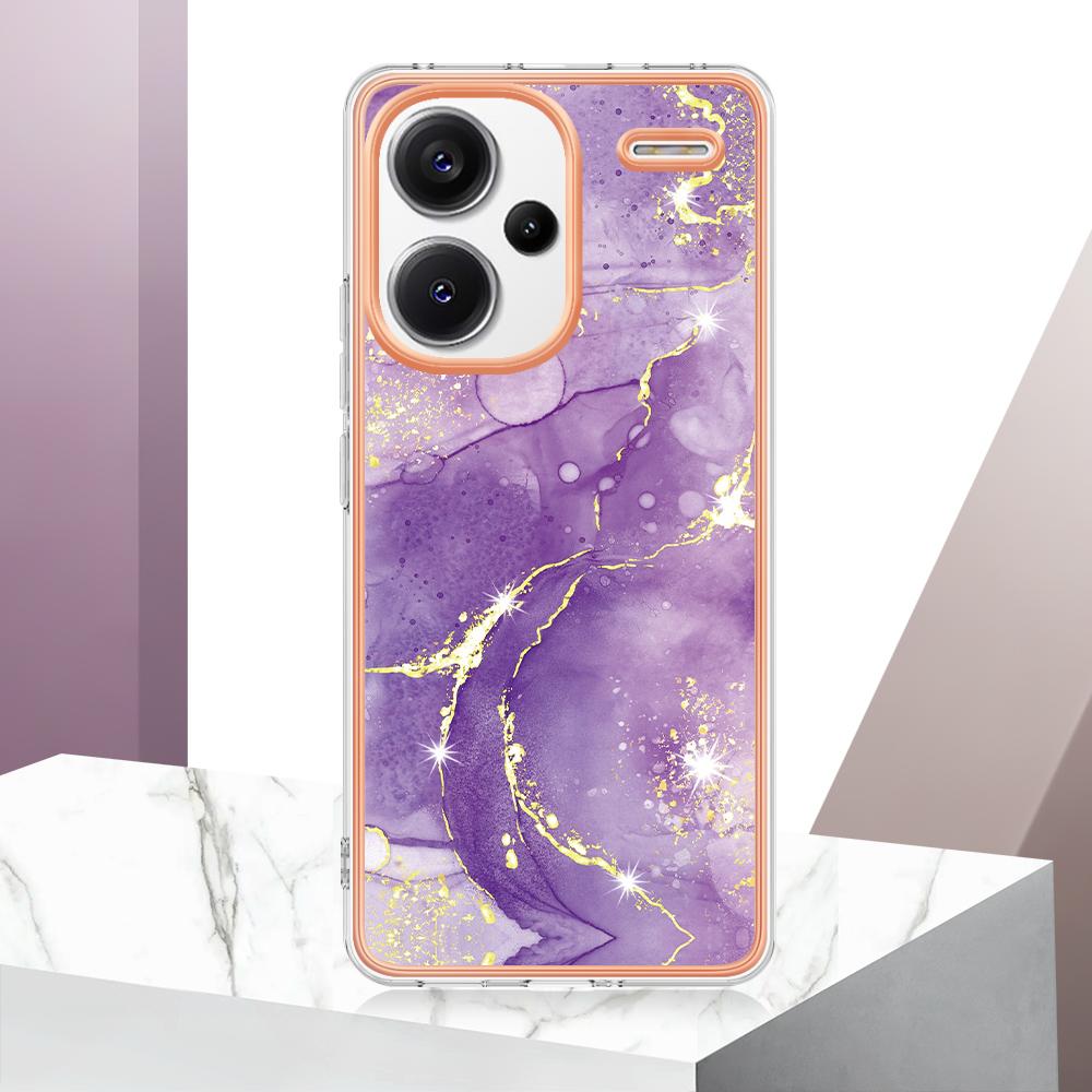For Xiaomi Redmi Note 13 Pro+ 5G TPU Case with IMD Marble Pattern Electroplated Back Cover
