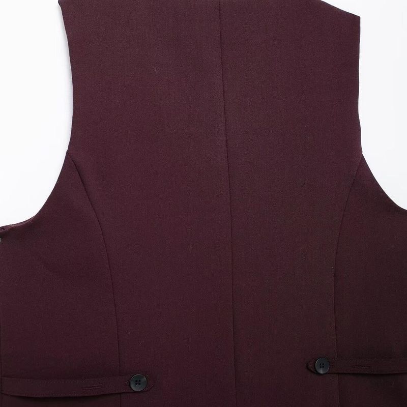 Kaslead New Arrival Women's Fashion Style V Neck Sleeveless Vest Waistcoat Pleated Pants 4749886 4391513