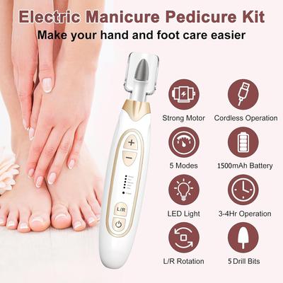 Elektrischer Nagelpolierer, Bohrer, professionelles Schleifen und Polieren der Nägel, Entfernung abgestorbener Hautzellen, Kunst-Schleiffeile, Maniküre-Stift