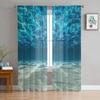Window Sea Sailing Scenery Sheer Curtains Living Room Window Tulle Curtains For Bedroom Kitchen Home Decoration Voile Drapes