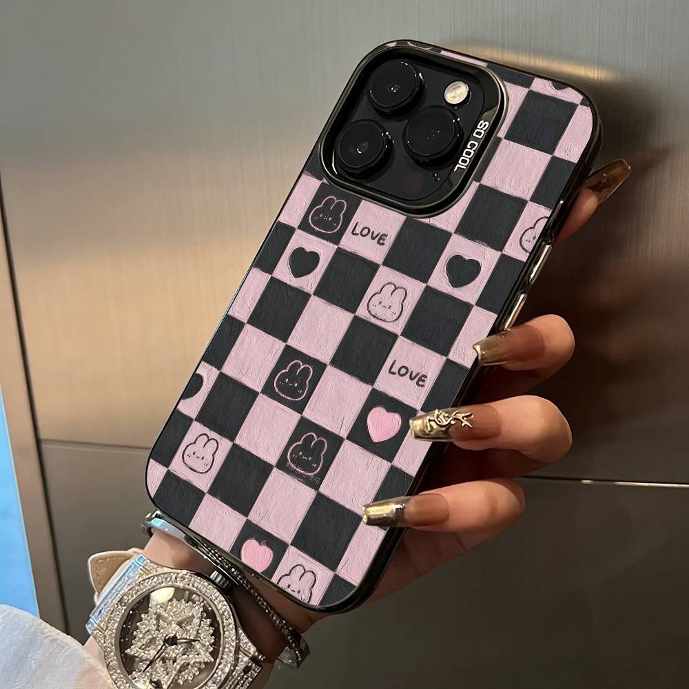 

Fresh Checkerboard For iPhone 17 16 15 14 13 12 11 Pro Max XS 17 Air Silicone Colored Silver Bumper Cover iPhone16