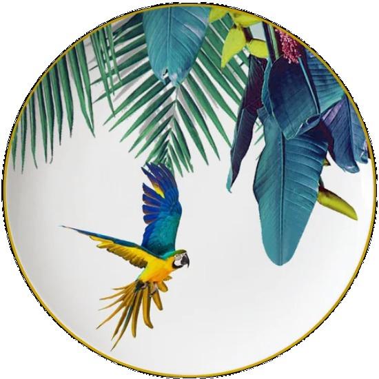 

Керамический глазурованный набор цветных фигурок, расписанный вручную попугай, домашняя тарелка для обеда, тарелка для стейка, кофейный сервиз