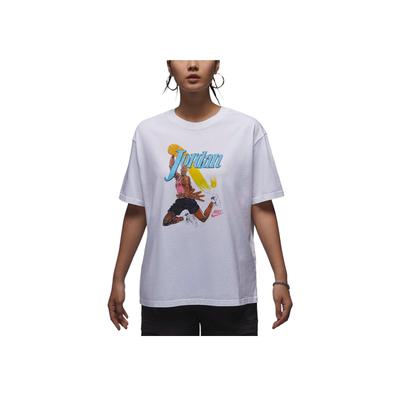 Jordan Printed Loose-Fit Drop Shoulder T-Shirt Women Tops White Black FV7123-100