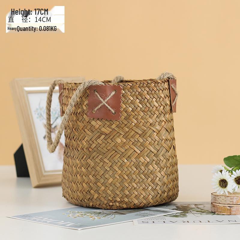 Handheld Flower Basket for Fresh & Dried Flowers, Woven with Willow, Rattan & Straw - Perfect for Flower Arrangement or Picnic