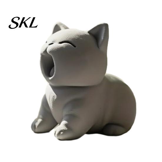 Handmade 3d Cat Sculpture 3D Printed Figurine, Cute Screaming Ornament, Creative Pet Tiny Display Figurine Kitten Desktop Decoration for Home