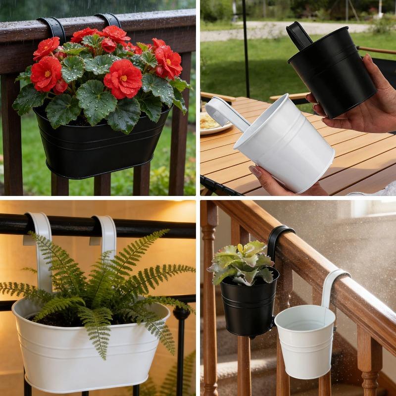 Metall Eisen Hängender Blumentopf Abnehmbarer Doppelhaken Zaun Pflanzentopf Gartenbau Dekor Bonsai Blumenständer Heim Balkon Dekor