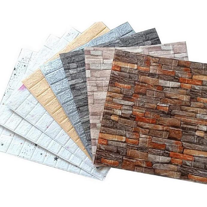 10 Pcs 3D Peel and Stick Foam Wall Panel Stickers, 14 Sq Feet Self Adhesive Faux Stone Decorative Brick Wallpaper Tiles for Home Decor