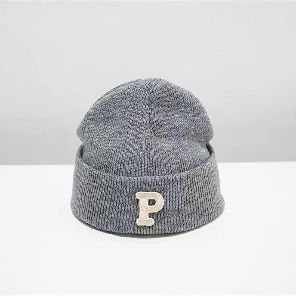 P Letter Baby Knitted Hat Autumn Winter Infant Warm Hat Fashion Baby Beanie Cap  Boys Girls