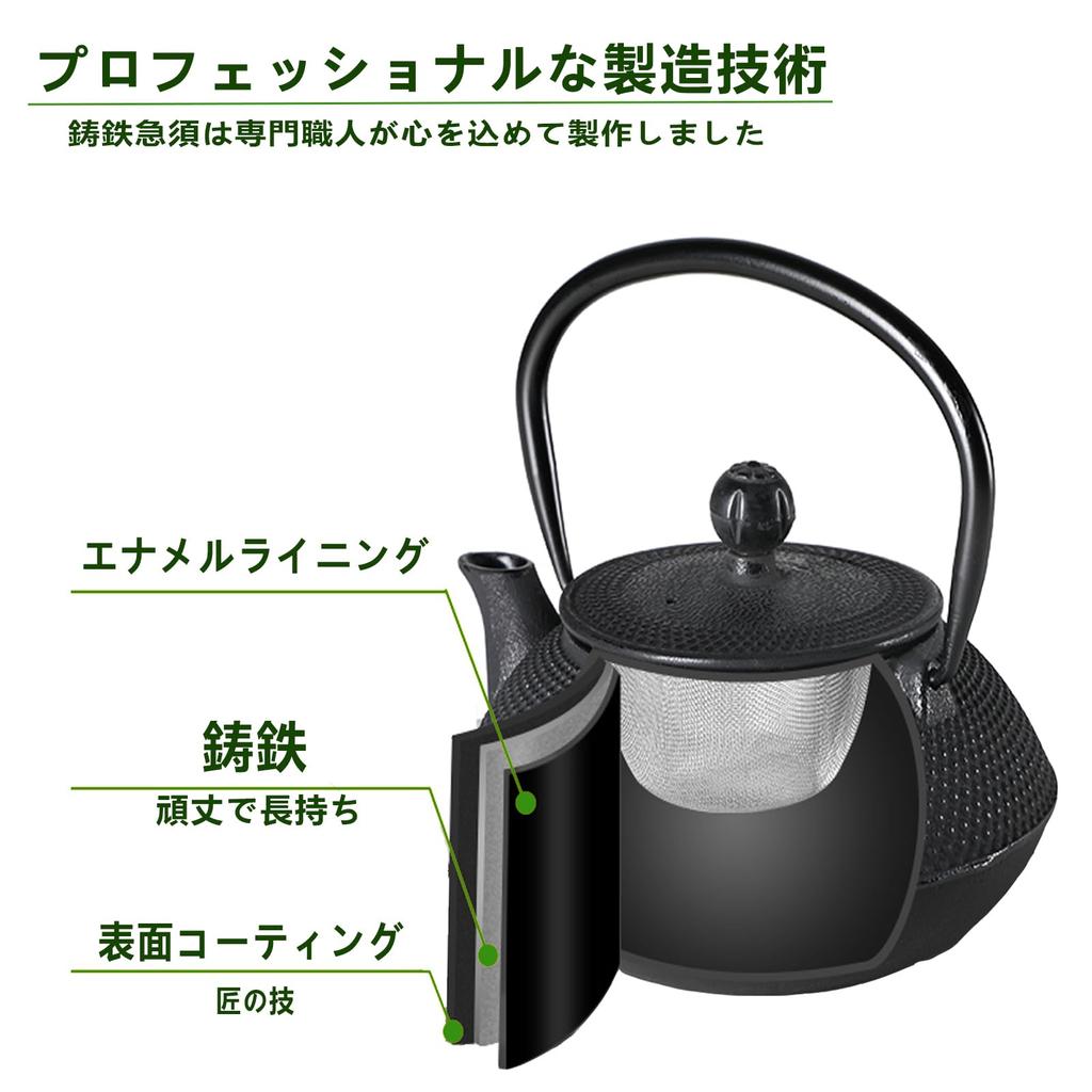 Iron Teapot and Stove Set with Tea Strainer - Suitable for Direct Flame Use - Stylish Iron Teapot, Iron Supplementation, Traditional Craft, Gift (0.6L