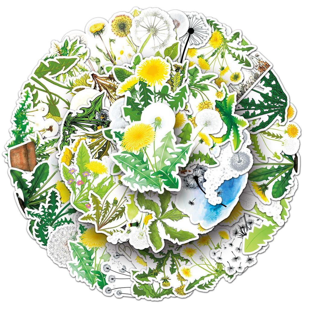 50 Pusteblumen INS-Stil Aufkleber zur DIY-Dekoration: Tablets, Journale, Notizbücher und Karten.