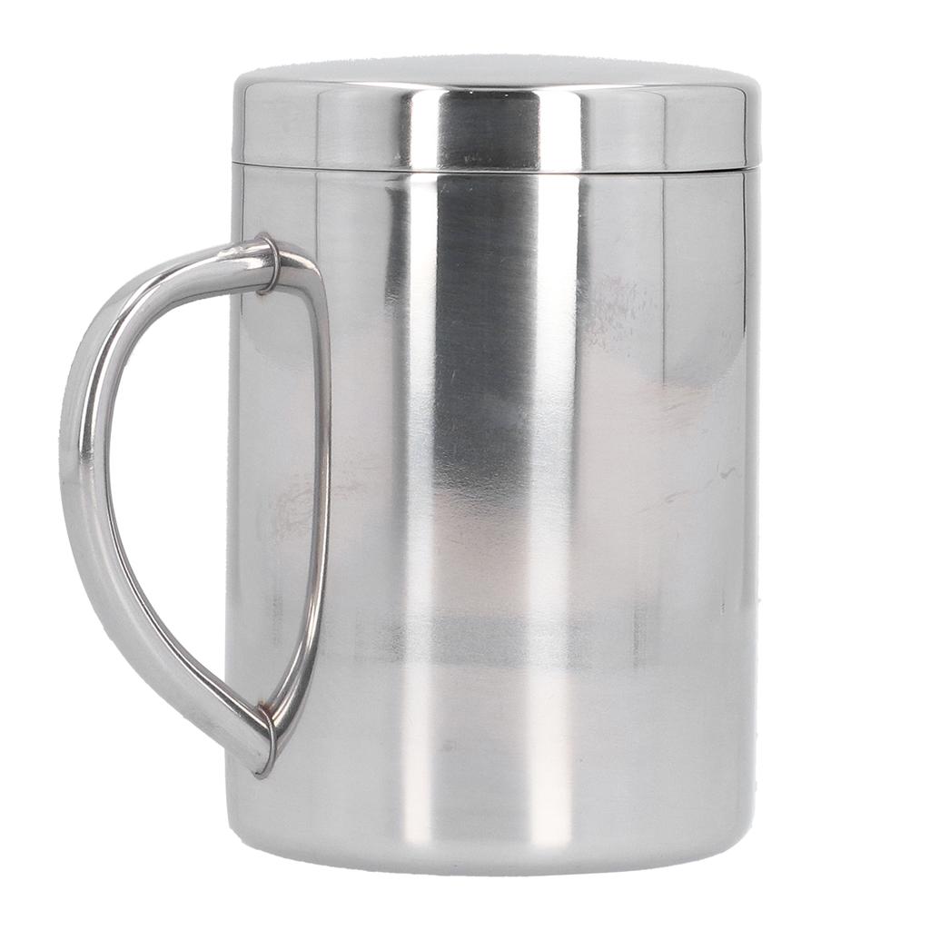 Stainless Steel DoubleLayer Coffee Cup with Handle Children"s Cup with Lid Heat Insulation and