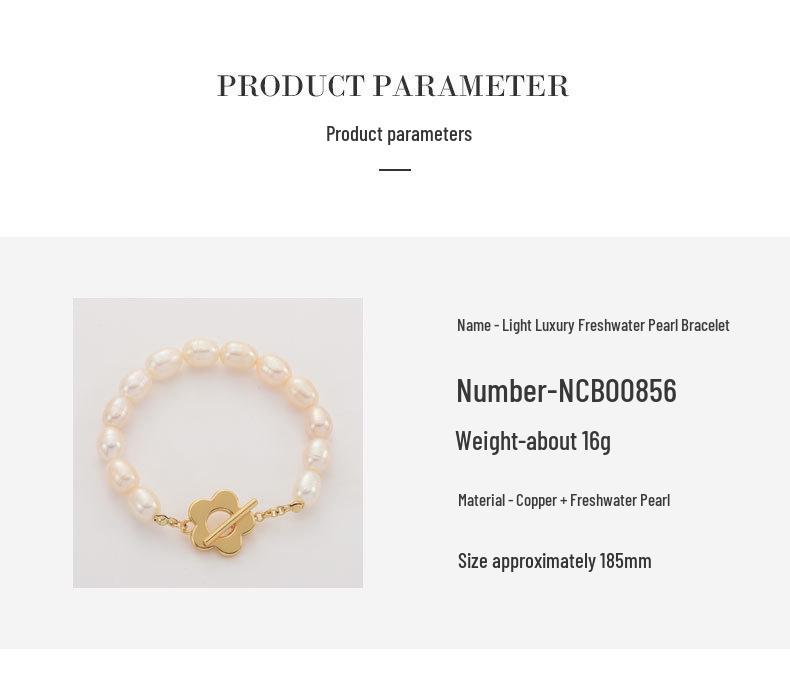 Copper Gold Floral Freshwater Pearl Bracelet for Women - Versatile European and American Fashion with OT Clasp