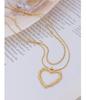 French Chic Double-Layer Heart Pendant Necklace - 18k Gold-Plated Titanium Steel for Women