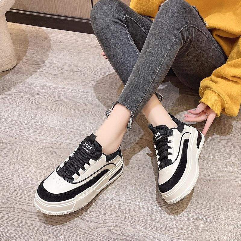 Little White Shoes Women's 2025 Spring and Autumn New Thick-soled Muffins To Increase the Height of Small Sports Versatile Board Shoes Women's Shoes
