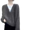 Lazy wind thickened long-sleeved cardigan women's autumn new casual v-neck soft waxy knitted sweater jacket