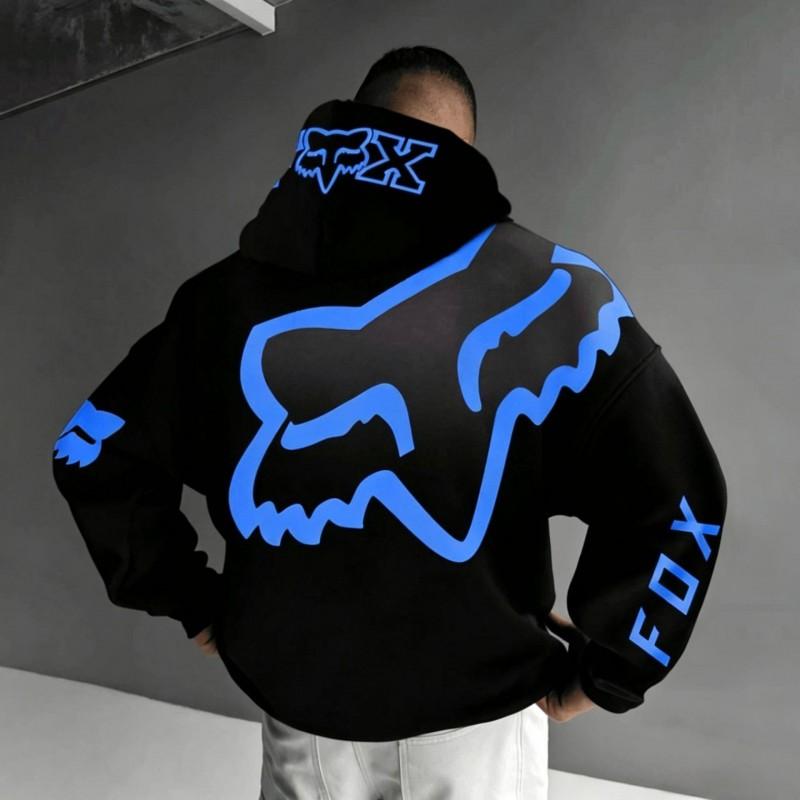 Mens Hooded Sweatshirt With Demon Print Loose Fit Warm Winter Casual Streetwear