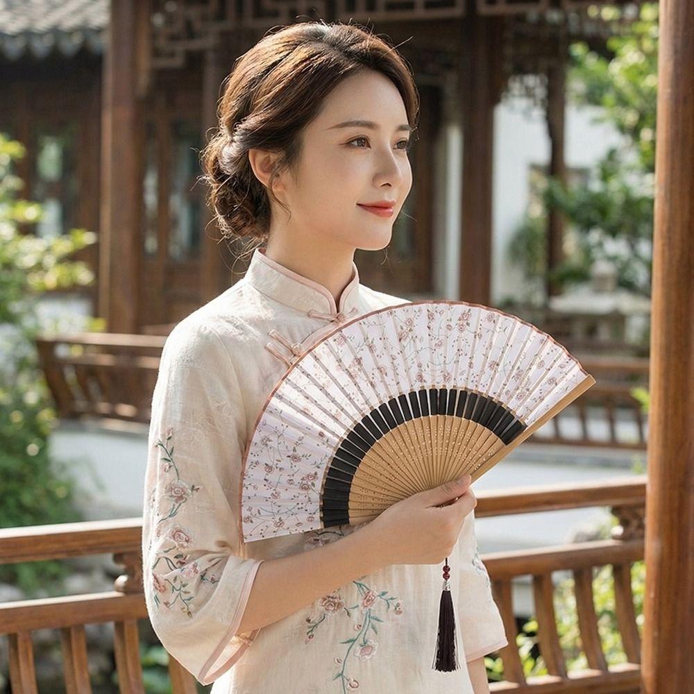 Classical Folding Fan Vintage Dance Fan Costume Accessory Bamboo Fan  Summer