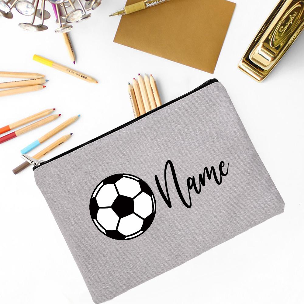 Personalised Football Pencil Bag Custom Name Pencil Case School Stationery Supplies Storage Bags Christmas Birthday Gift for Kid