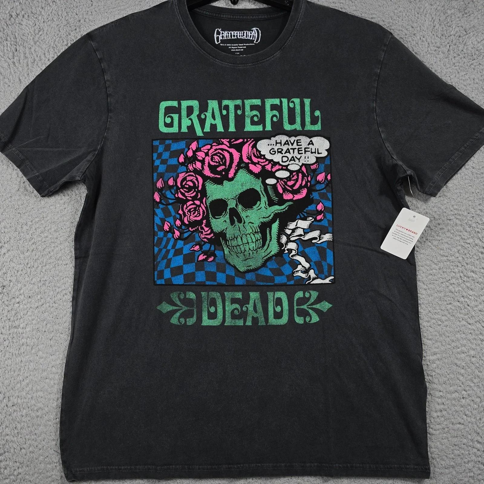 Lucky Brand Grateful Dead Shirt Mens Large Black Skull Skeletons Rock Music NWT M