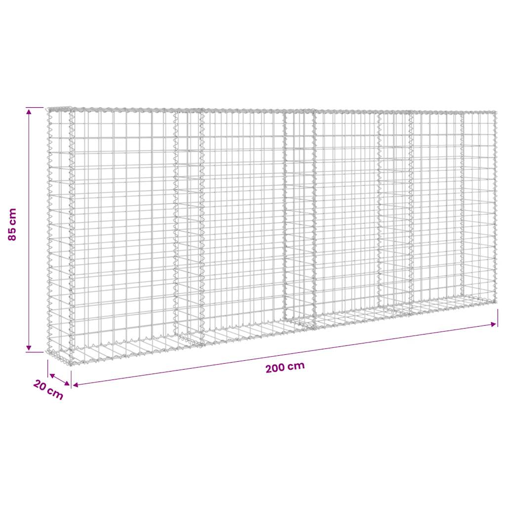 Gabion Wall with Cover Galvanized Steel 200*20*85 Cm