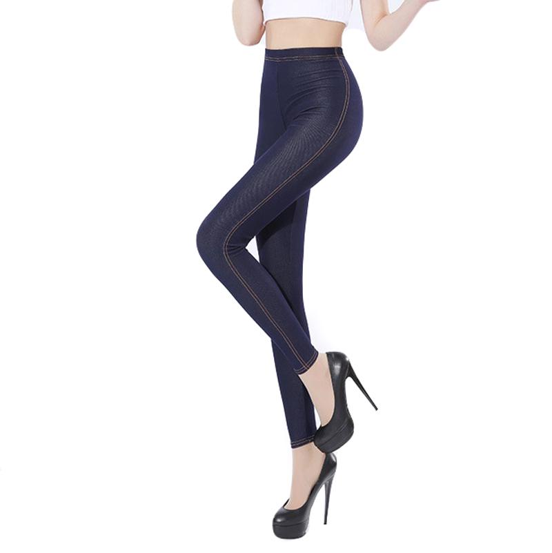

Имитация джинсовых леггинсов, женские бесшовные тонкие узкие брюки, джинсы, эластичные эластичные брюки XL-5XL 2XL синий
