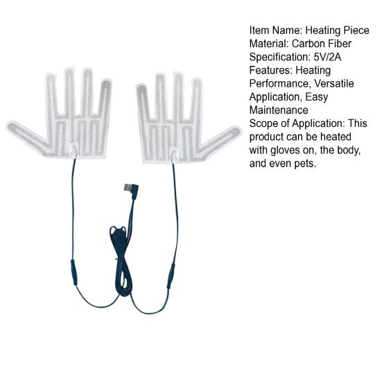 5V Handschuhheizung Kohlefaser USB Heizkissen Faltbar Leicht zu reinigen USB Heizteil mit Temperaturfühler
