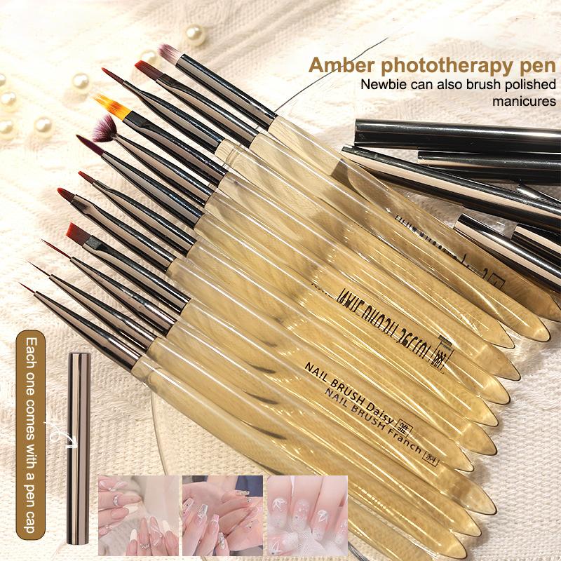 UV Gel Nail Art Brush Acrylic Drawing Painting French Line/Flower Pen Nails Tip Gradient Build Light Therapy Manicure Brush