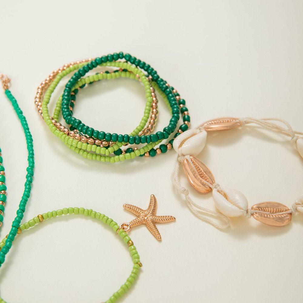Star Bohemian Style Necklace Rice Bead Necklace Bracelet Set  Beach Jewelry