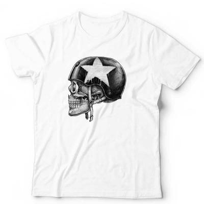 Biker Totenkopf Helm T-Shirt Unisex und Kinder Chopper Cafe Racing Motorrad Motorrad