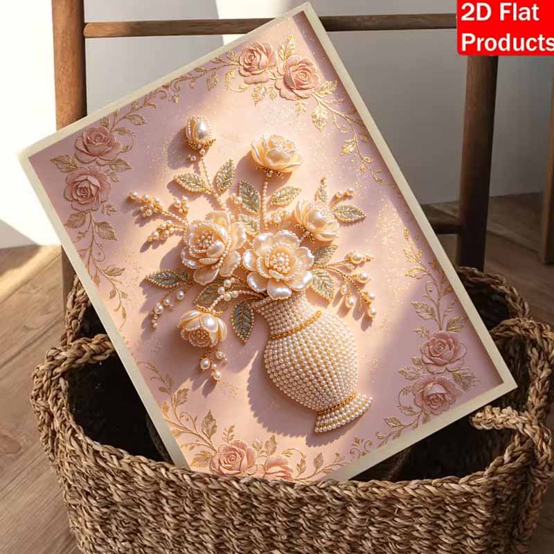 Pearl flower vase painting handmade creative projects. home wall decoration.