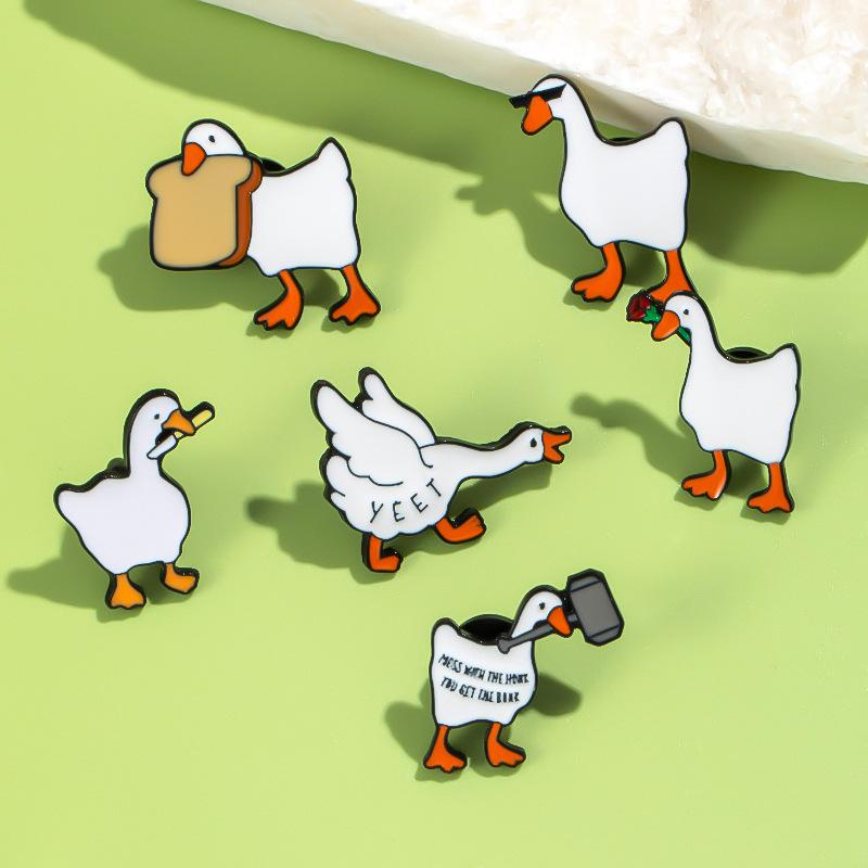 Spilla Creativa a Forma di Anatra Cartoon - Spilla in Lega Animale Carina per Vestiti