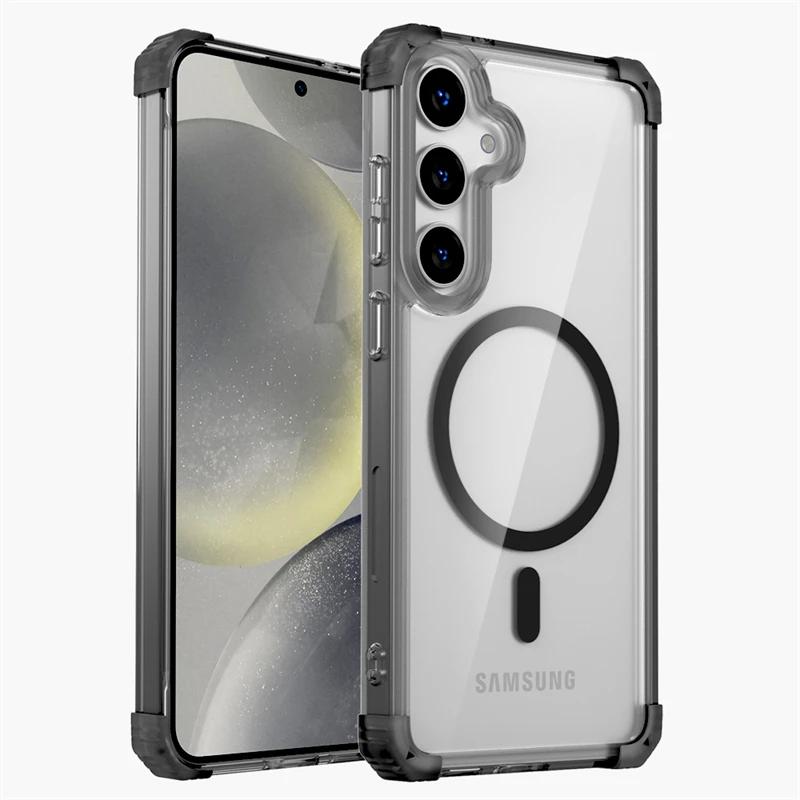 Carcasă Transparentă Armură Rezistentă la Șocuri Pentru Samsung Galaxy S25 S24 S23 S22 S21 Note 20 Ultra Plus S24FE S23FE Pentru Încărcare Magsafe
