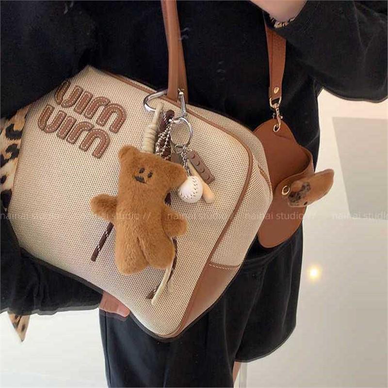Han Dou Little Bear Pendant – Cute Cartoon Climbing Rope Plush Keychain Charm