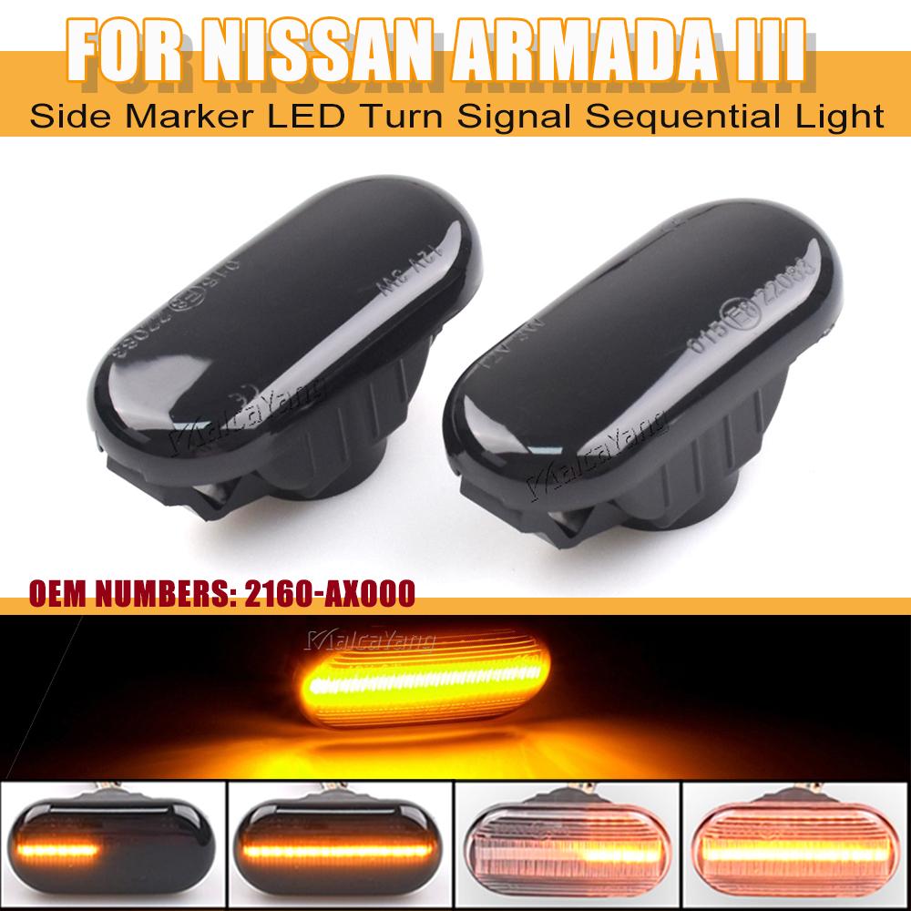 2 Stück 12V Dynamische Seitenblinker Leuchte Lampe NIS-26160AX001 für 350Z Z33 Navara D40 Cube Pathfinder R51 Qashqai J10