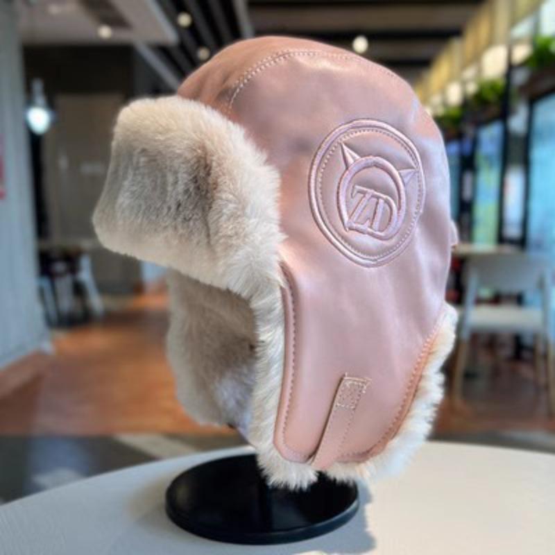 Thunderbolt Hat Female Fall and Winter Thickened Warm PU Leather Plush Cap Outdoor Skiing Cold Protective Ear Cap Flight Cap Male