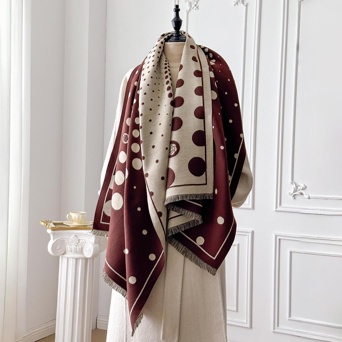 

Women Winter Cashmere Scarf 2025 Dot Print Pashmina Luxury Brand Shawls Wraps Bufanda Hijab Travel Stoles Echarpe Warm Blanket