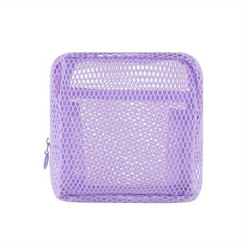Square Mesh Cosmetic Bag Portable Lipstick Storage Bag With Zipper Multi-purpose Sundries Storage Bag Cute Student Case