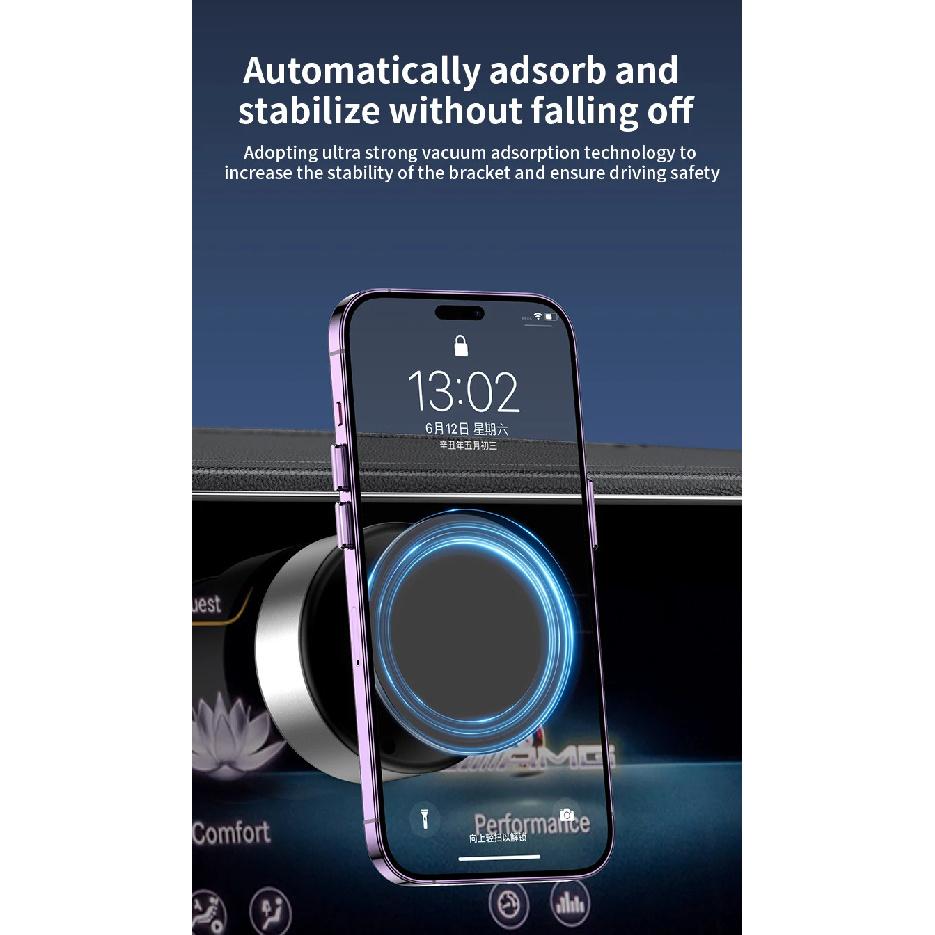 Car Mount Mobile Phone Holder Magnetic Black Technology Universal Adsorption Bracket for iPhone Samsung Vacuum Adsorption Stable