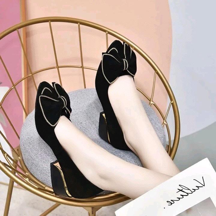 Women's shoes spring new small fragrant wind bow small single shoes black sheepskin rhinestone round head