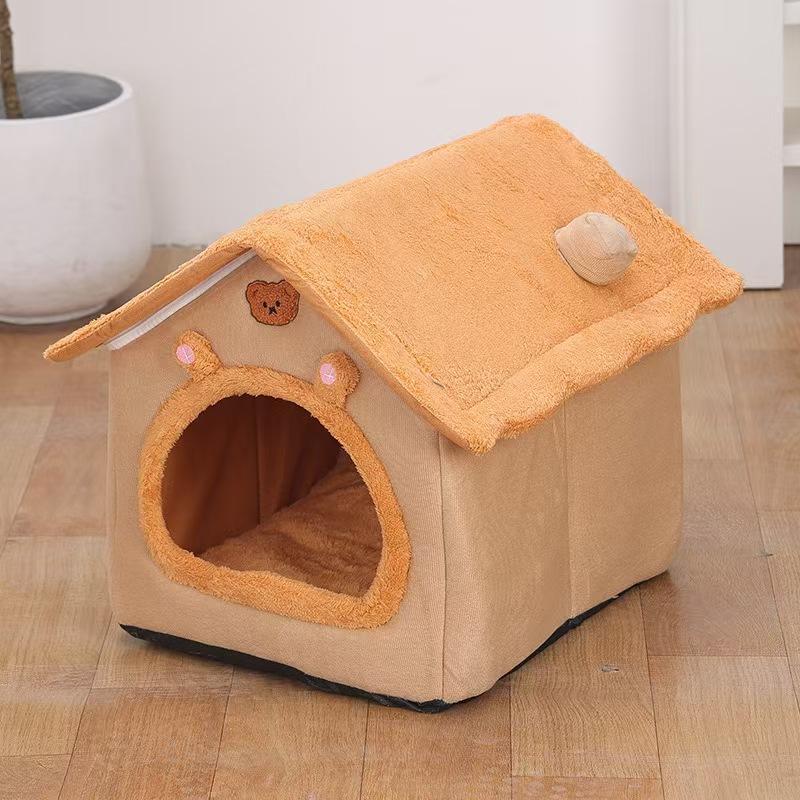 Cute Luxury Solid Summer Winter Cat Dog Pet Bed Tent Soft Plush Removable Washable