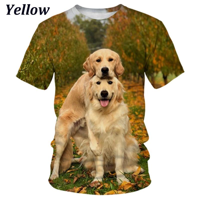 New Summer 3D Cute Animal Golden Retriever Printing T Shirt Children XXS