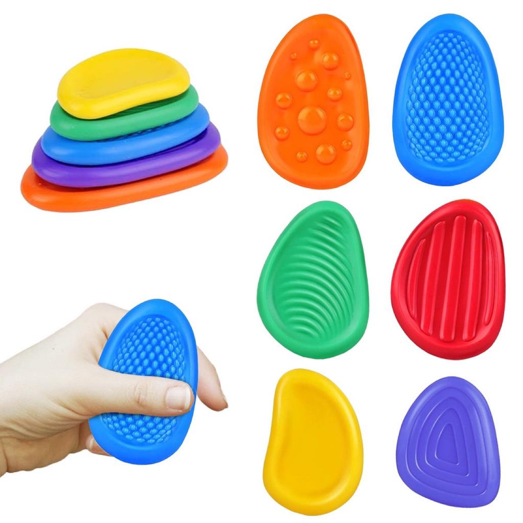 Fidget Toys Set of 6 Sensory Stones, Anti-Stress Toy Silicone Touch Sensory Toy for Stress Relief Anxiety, ADHD, Autism for All Ages