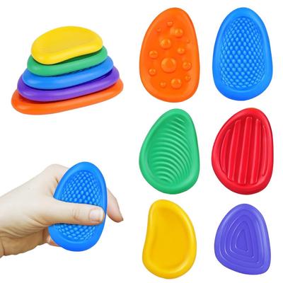 6Pcs Sensory Fidget Toys For Adults Soft Silicone Sensory Stones Textured for Autism Kids Calming Down Stress Relief Toys Gift