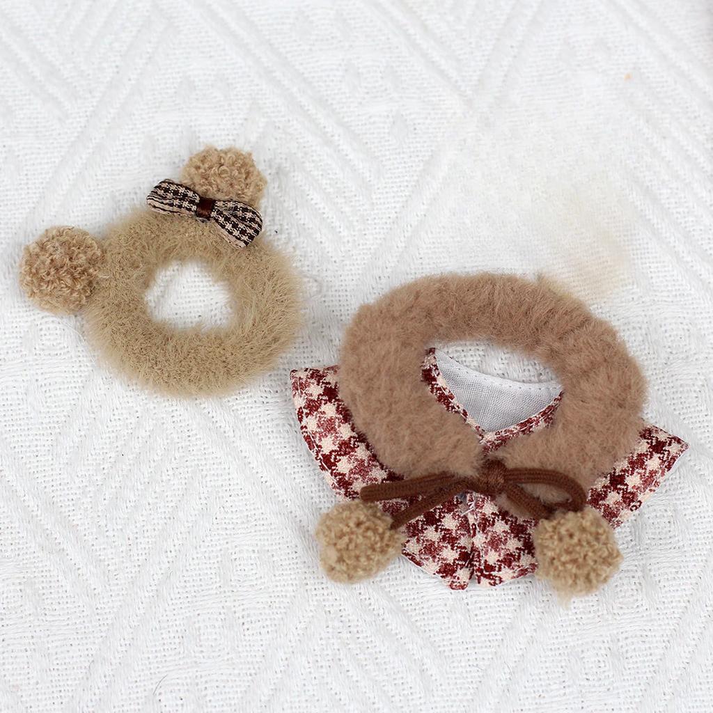 Mini Puppenkleidung Outfit Accessoires Für Korea Kpop Exo 15-17cm Labubu Klassischer Karostil Kleid Umhang Set Barett Kleidung Geschenk