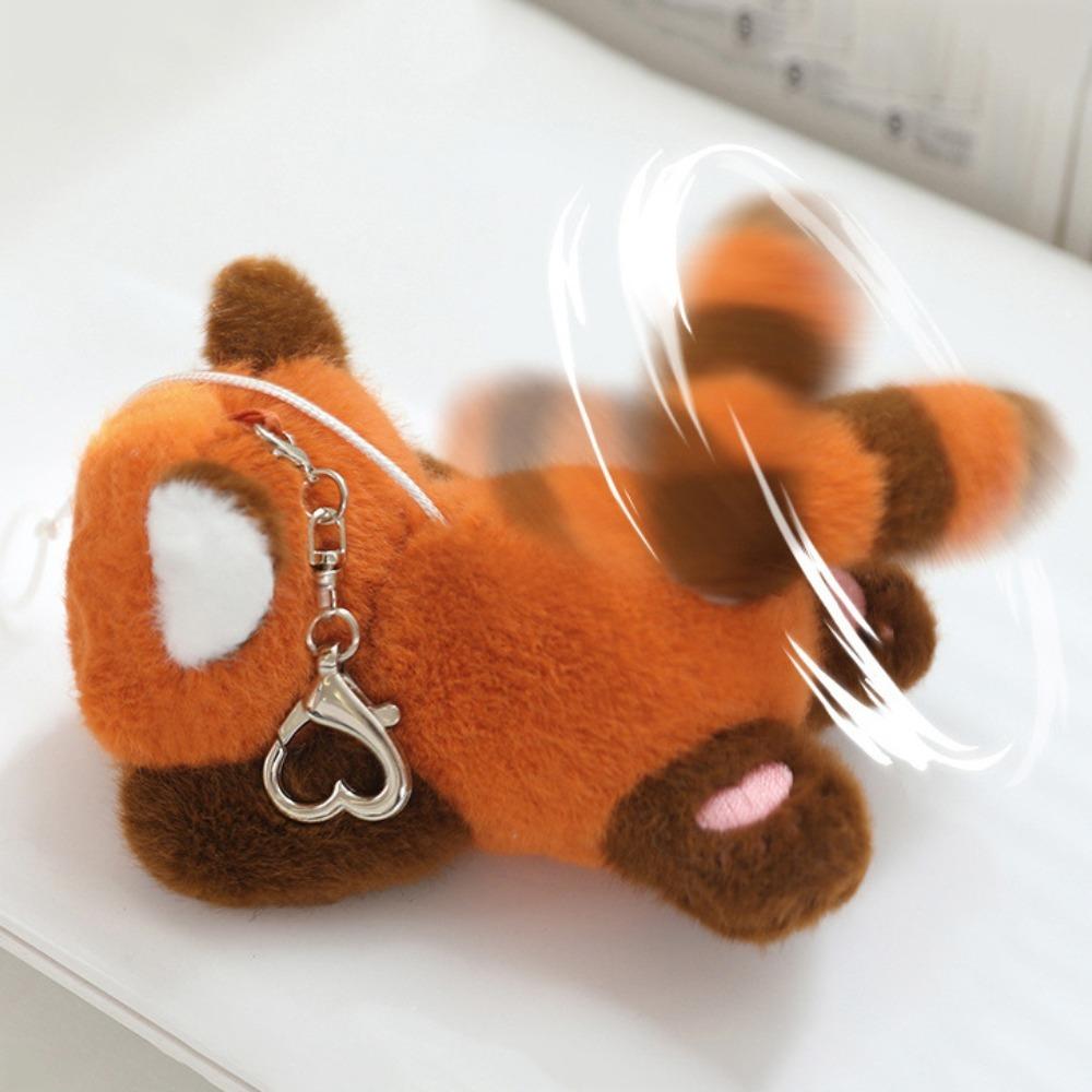 Rotating Tail Panda Doll Pendant Animal Raccoon Plush Keyring Panda Plush Keychain  Best Gifts